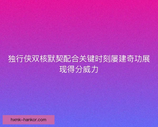 独行侠双核默契配合关键时刻屡建奇功展现得分威力